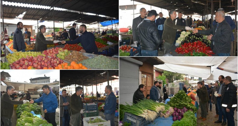 BAŞKAN YAVUZ, PAZARCI ESNAFINA MASKE VE ELDİVEN DAĞITTI