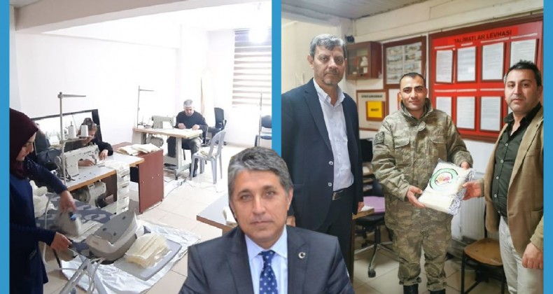 BAŞKAN YAVUZ, MASKE ÜRETİM EKİBİNİ GENİŞLETİP ÜRETİLEN İLK MASKELERİ MEHMETÇİKLERİMİZE TAKDİM ETTİ