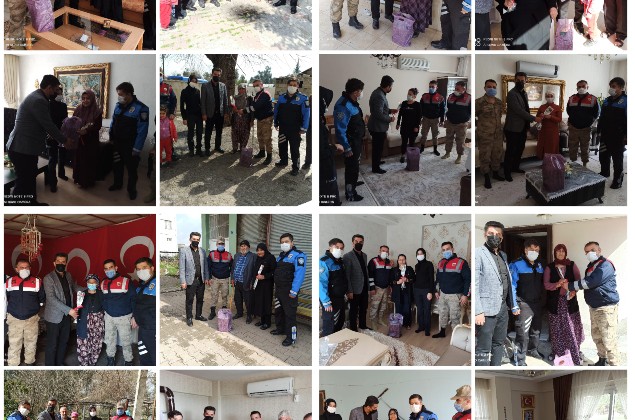 BELEDİYE, JANDARMA, EMNİYET DÜNYA KADINLAR GÜNÜNDE ŞEHİT ANNELERİNİ ZİYARET ETTİ