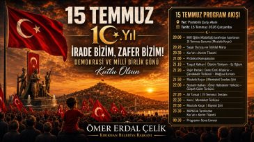 KIRIKHAN, 15 TEMMUZ’DA TEK YÜREK OLACAK