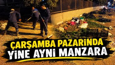 KIRIKHAN ÇARŞAMBA PAZARI’NDA YİNE AYNI MANZARA! TEMİZLİK İŞÇİLERİNİN EMEĞİNE SAYGI NEREDE?